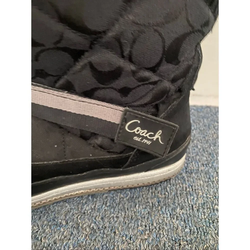Coach Mariette women 8.5 side zipper boot with fur lining black